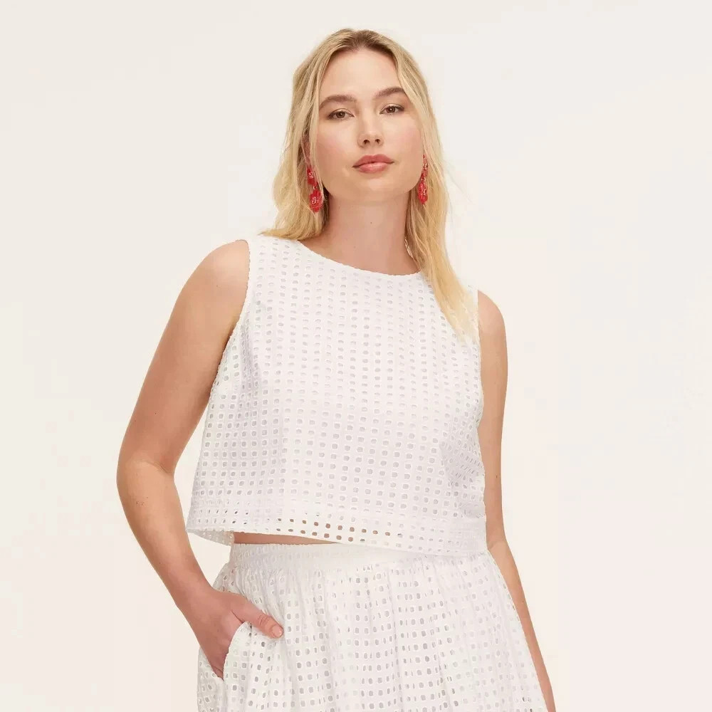 Size XL - Kate Spade New York X Target Women’s Eyelet She’ll Tank Top - White