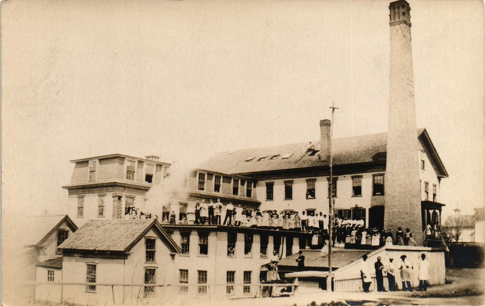 Dr Jim Stamps Postcard Industrial Building People On Roof Rppc