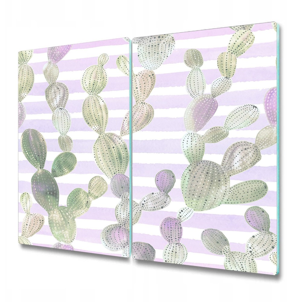 Glass Worktop Saver Vintage cacti Succulent drawing stripes Garden 2x30x52