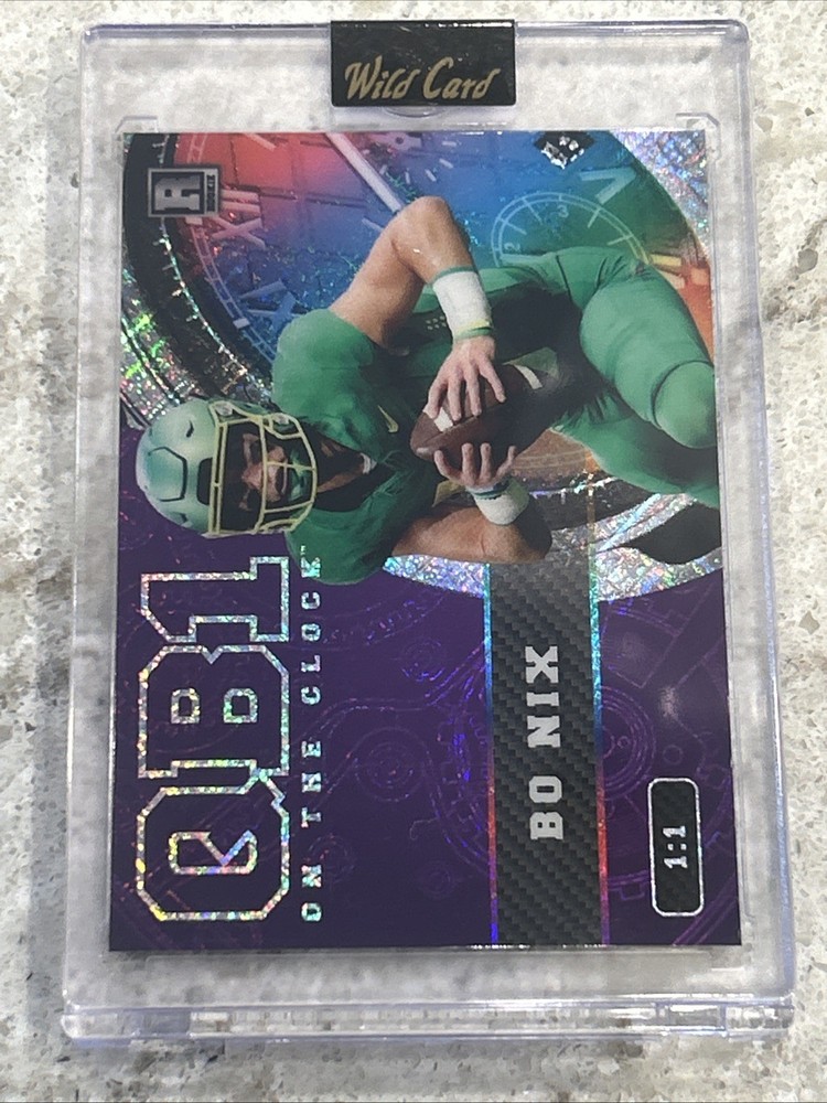 🔥Bo Nix 1/1 RC Rookie Card ✨Steamboat Willie✨ 2023 QB1 On The Clock Wild Card