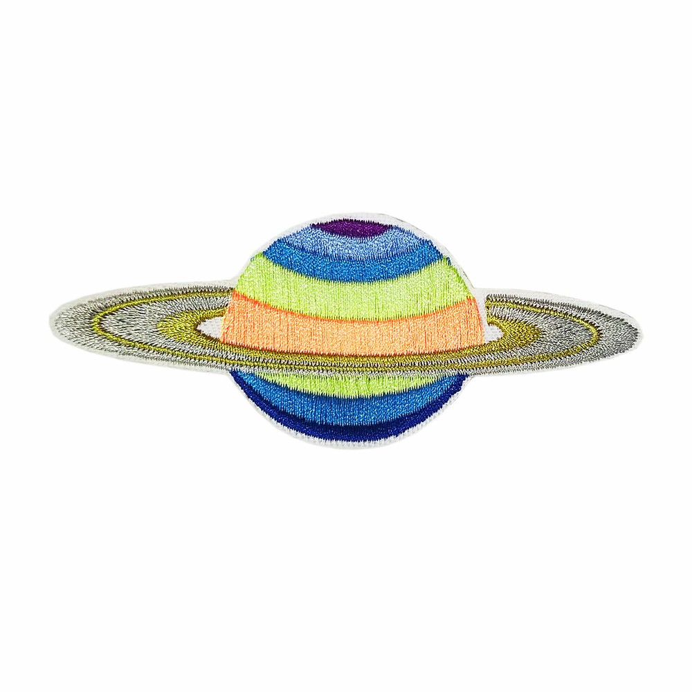 Saturn Planet Cut Out Embroidered Patch Iron On / Sew On Applique Space Explorer