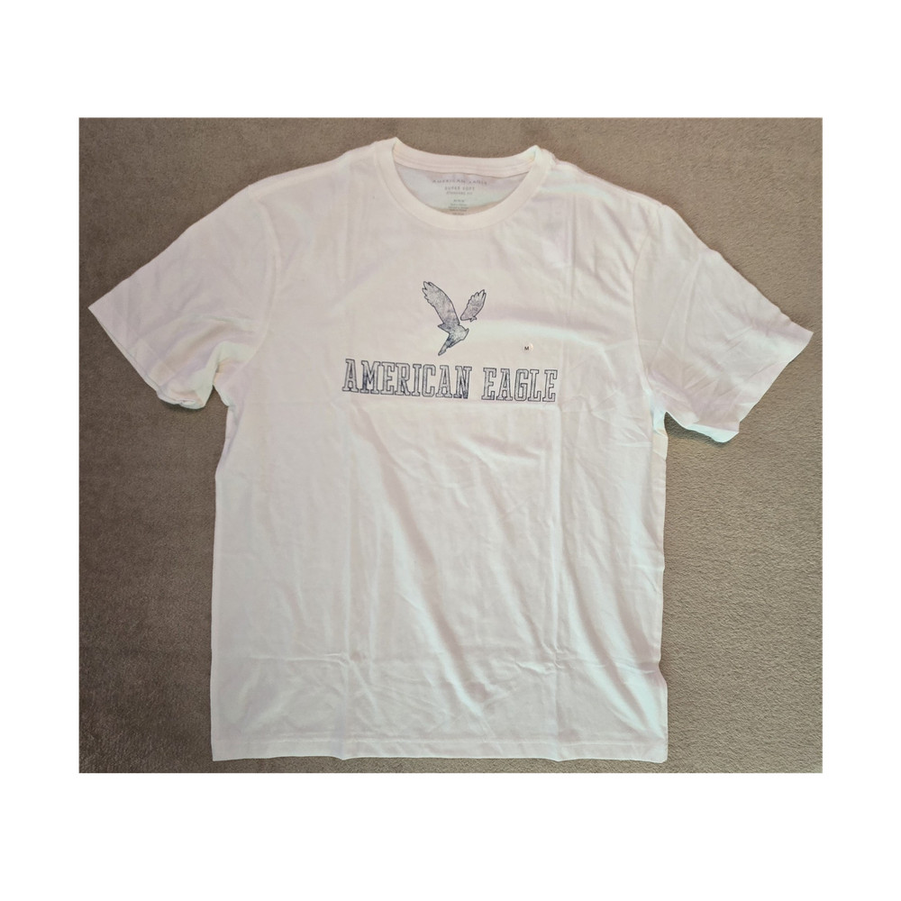 NWT Men's American Eagle Cotton White Short Sleeve Graphic Tee, Size Medium