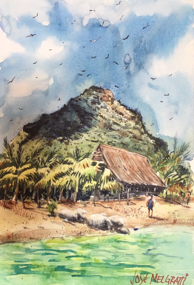 ORIGINAL Watercolor Painting   La Playa 7.1/2