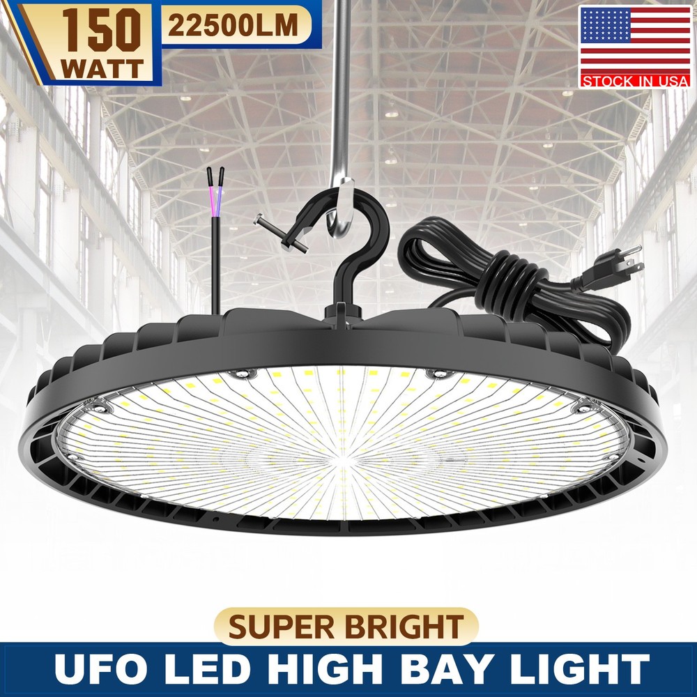 150W LED UFO High Bay Light 4500K/5000K/5700K Adjustable Commercial Shop Light