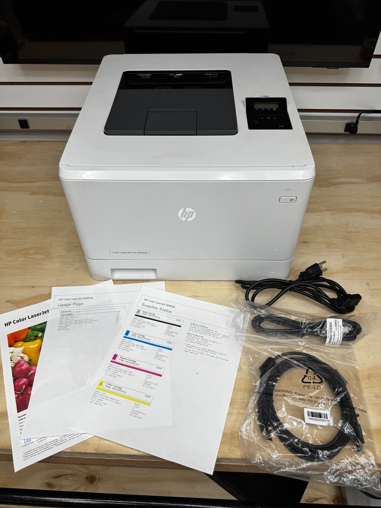 HP Color LaserJet Pro M452dn Printer Duplex Ethernet w/ 100% Toner Tested Works