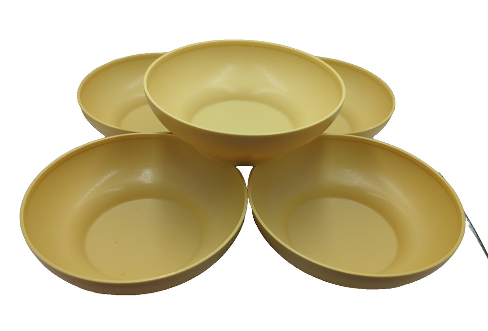Lot of 5 Tupperware Bowls 890 Replacement Harvest Gold Yellow Cereal Soup Salad