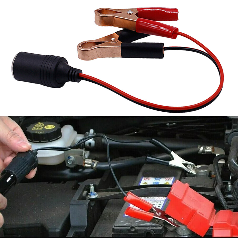 12V 24V Car Cigarette Lighter Female Socket to Battery Alligator Crocodile Clip