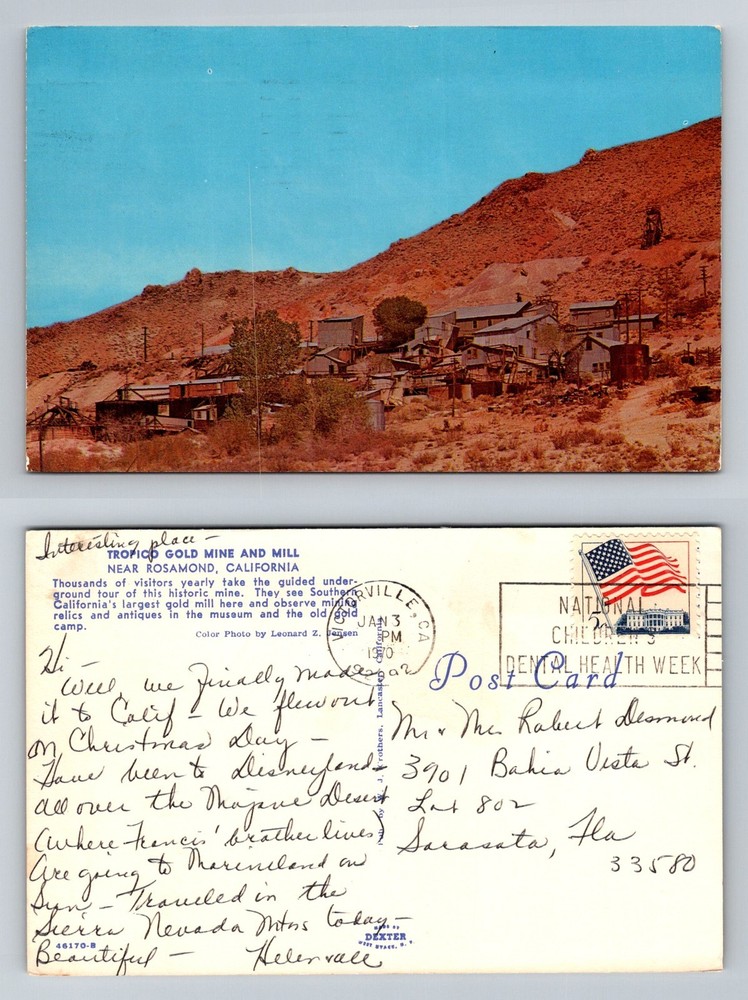 Rosamond, CA-California Tropico Gold Mine Old Mill Desert Vintage c1970 Postcard