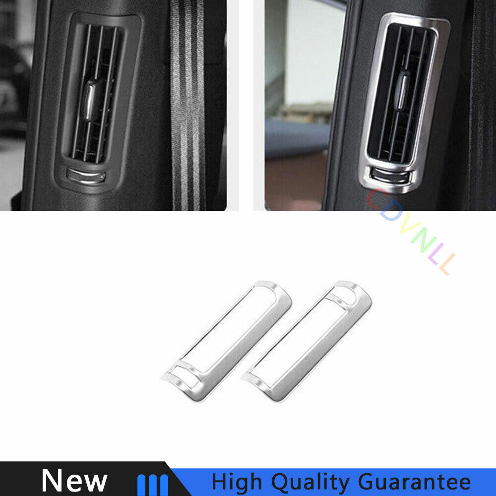 Fit For Audi Q7 2016-2019 Silver Steel Car B Pillar Vent Air Outlet Frame Trim