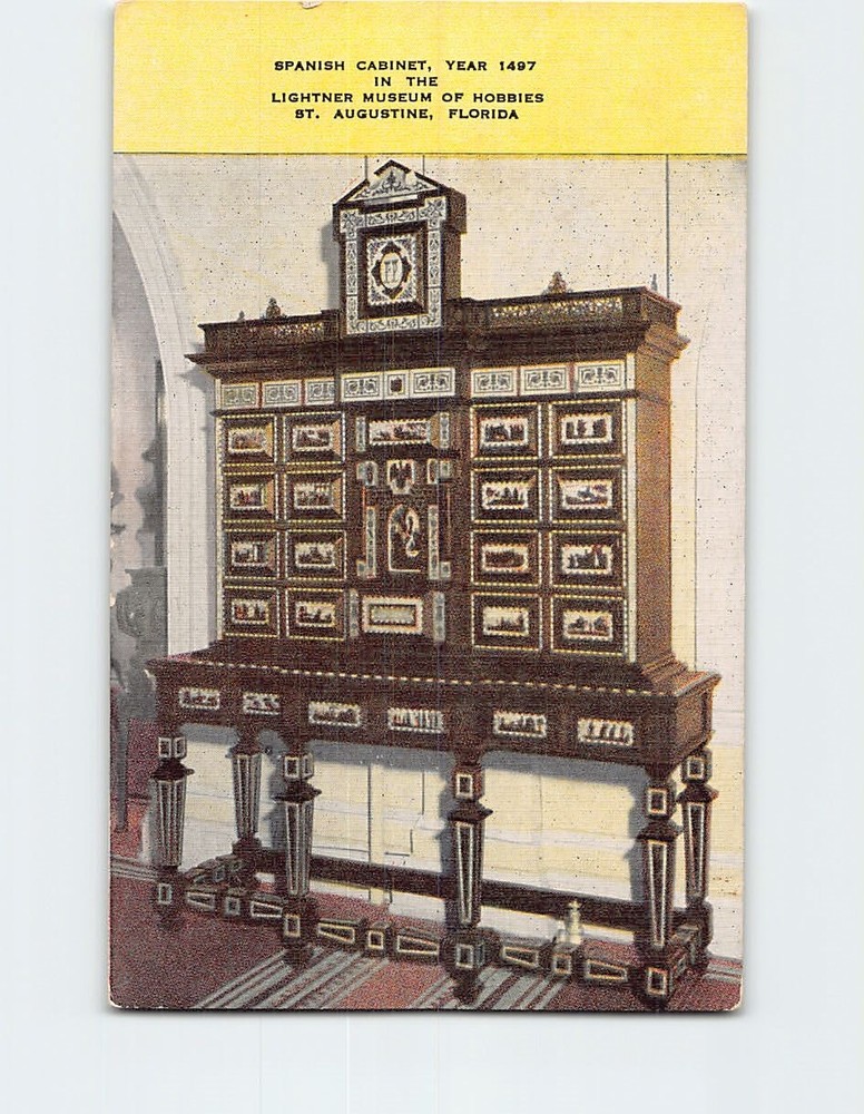 Postcard Spanish Cabinet Lightner Museum of Hobbies St. Augustine Florida USA