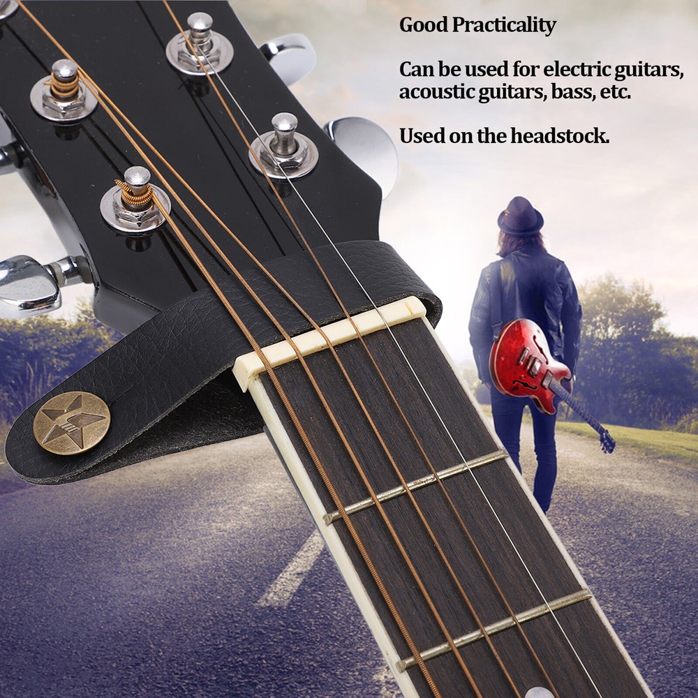 6 Sets Guitar Neck Strap Leather Headstock Button Tie Accessory Set Kit