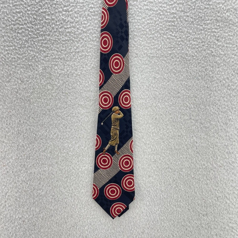 VTG Polo Ralph Lauren Tie Mens Black Red Silk USA Hand Made Golf Country Club