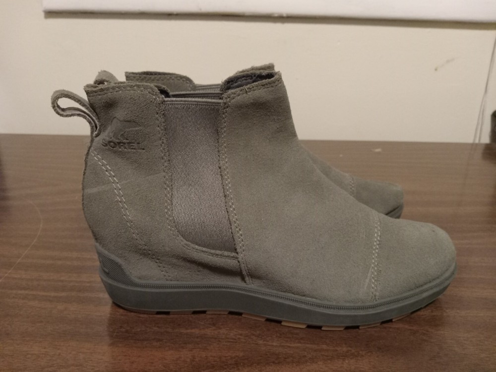 SOREL Women’s Evie II Chelsea Ankle Boots Quarry Gray Size 7.5 Suede