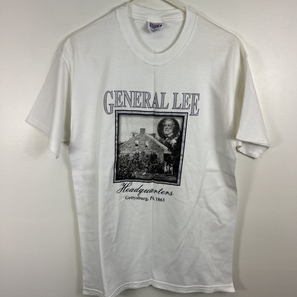 Vintage Civil War Gettysburg Battle T-Shirt Size M Featuring General Robert E Lee Confederates