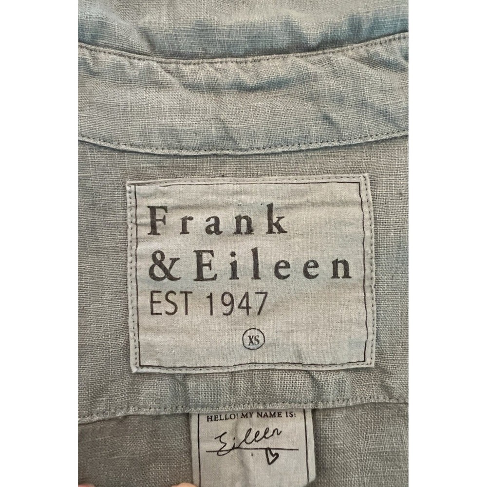 FRANK & EILEEN Linen Shirt XS Green/Thyme  Relaxed Button Up QUIET LUXURY Boho