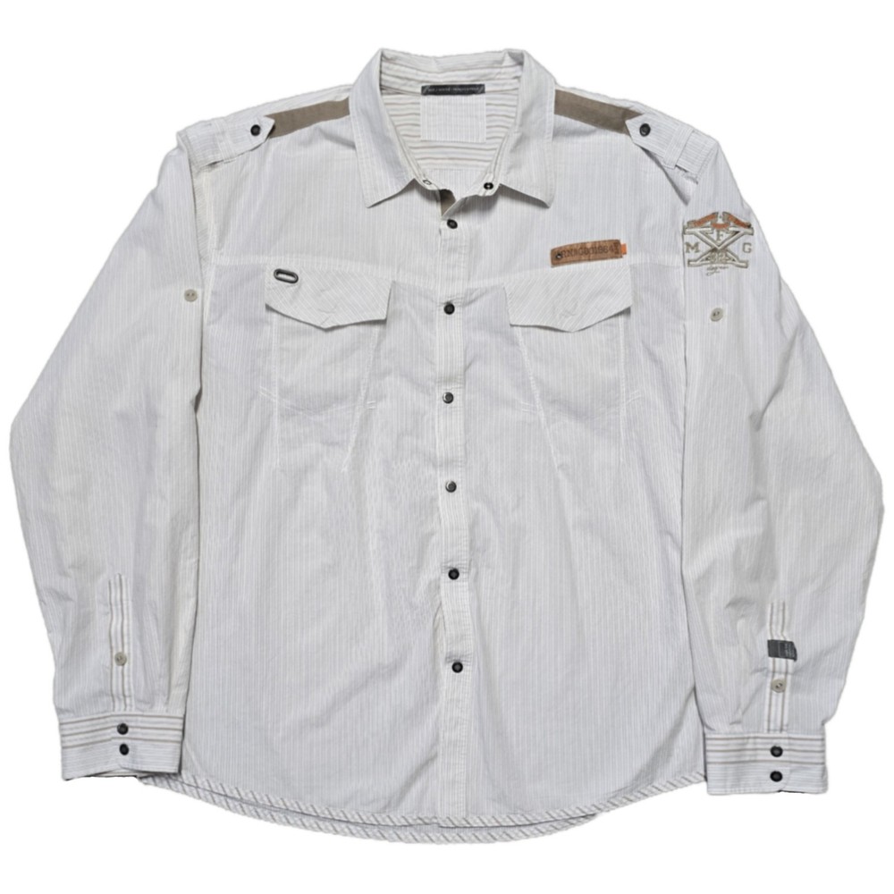 VTG Marithe Francois Girbaud Long Sleeve Button Up Shirt 3XL White Embroidered