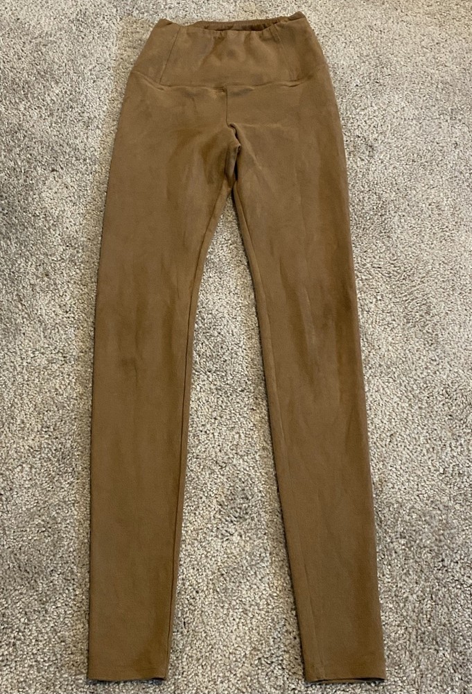 Aritzia Wilfred Free Daria Tan Vegan Suede Pull-On Wide Waistband Leggings. XS