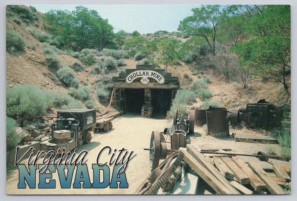 Postcard Virginia City Nevada Chollar Mine Entrance