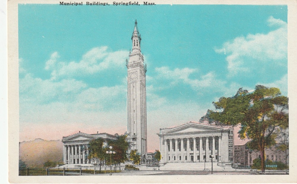 Springfield,MA Municipal Building Hampden County Massachusetts Postcard Vintage