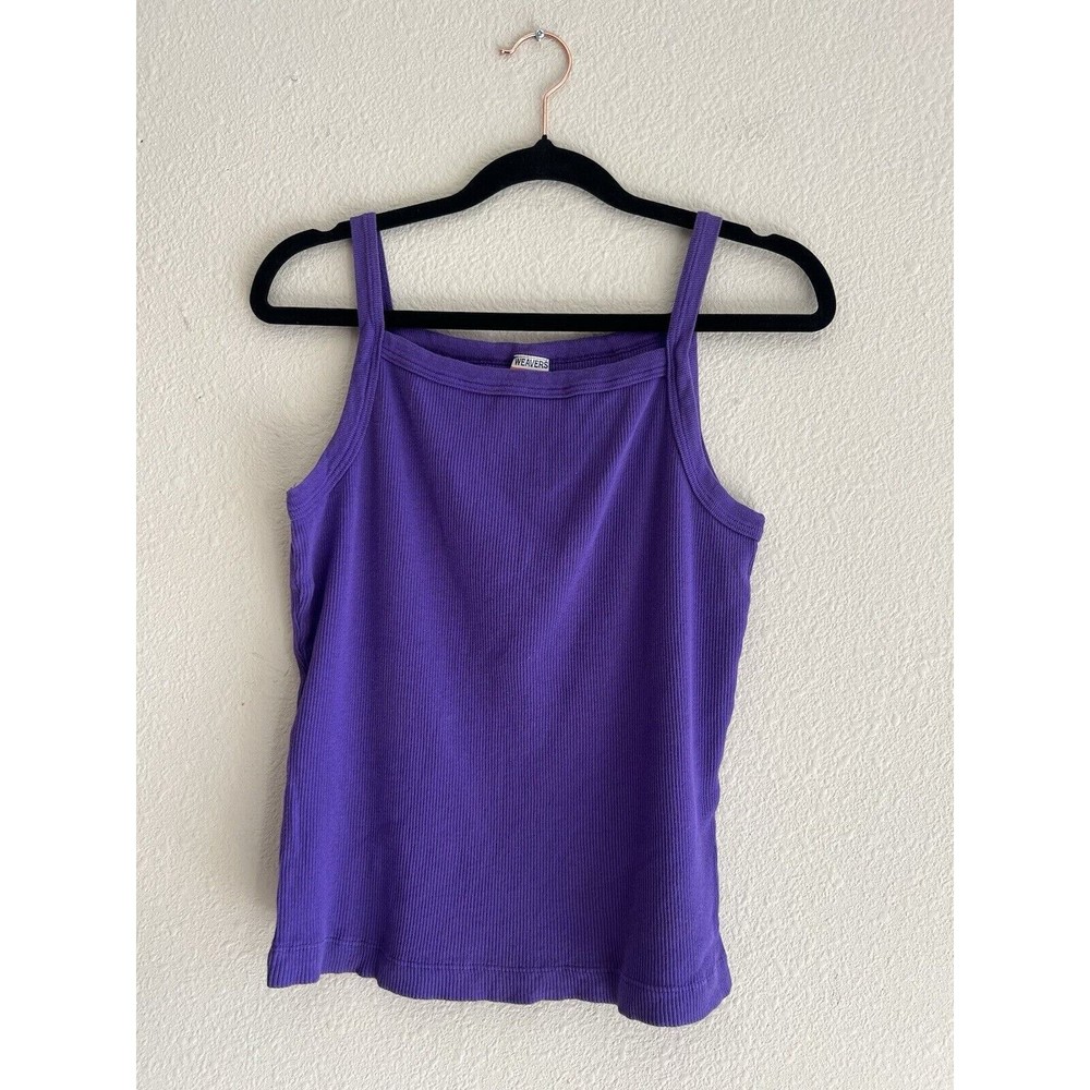 Weavers Girl Retro Vintage Solid Purple Tank 100% Cotton Y2K Size medium Purple