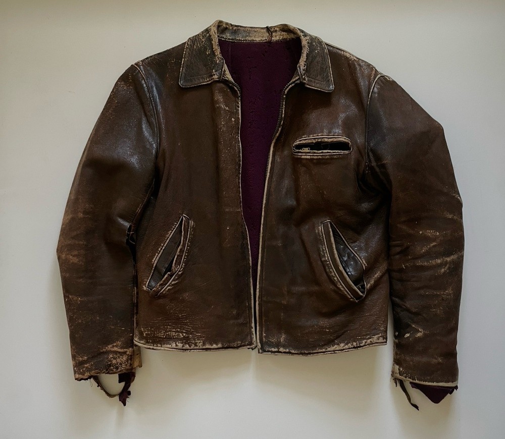 Vintage 1950s French Cyclist Leather Jacket