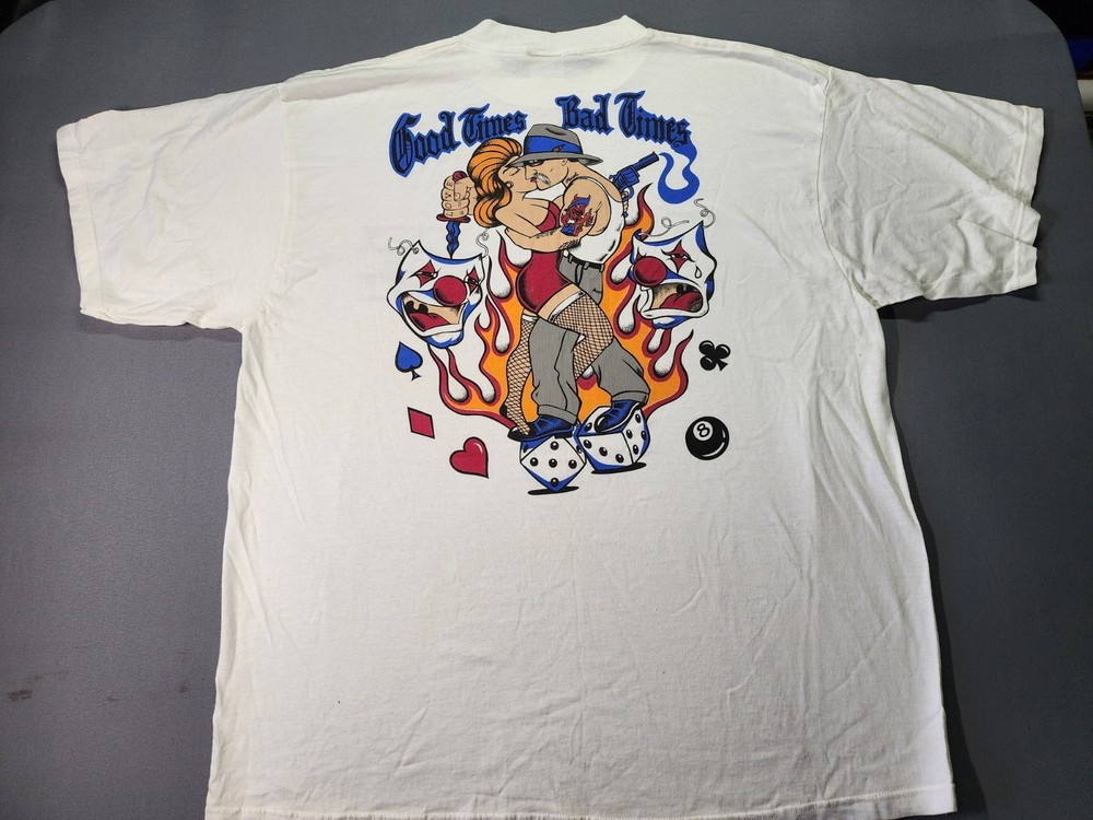 Vntg Low Rider Shirt Mens XL White 90s Mexico Chicano Jokers Wild Aztlan Homies