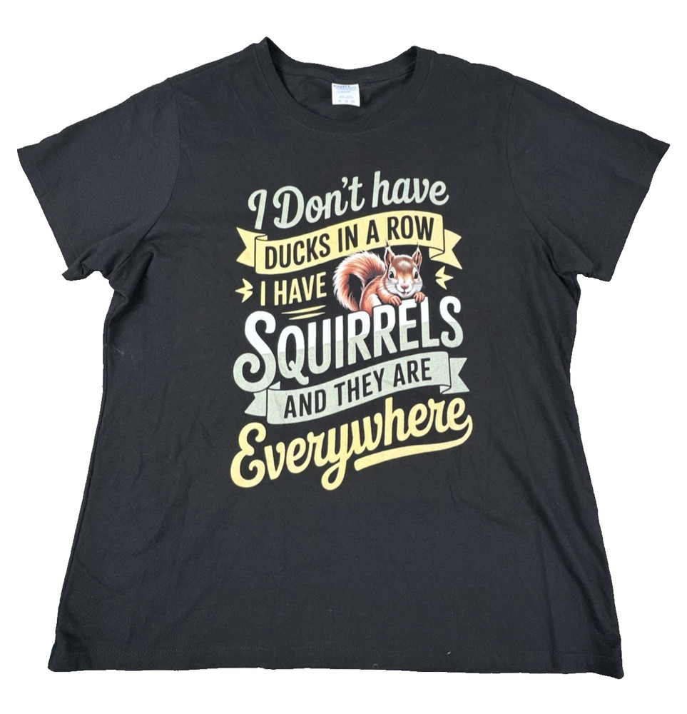 Port & Company Squirrels Everywhere Graphic T-Shirt Men's XL Black Funny