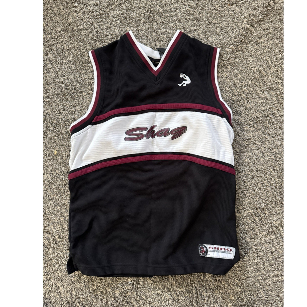SHAQ Boys XL (14/16) Colorblock V-Neck Basketball Jersey Tank Black/Maroon