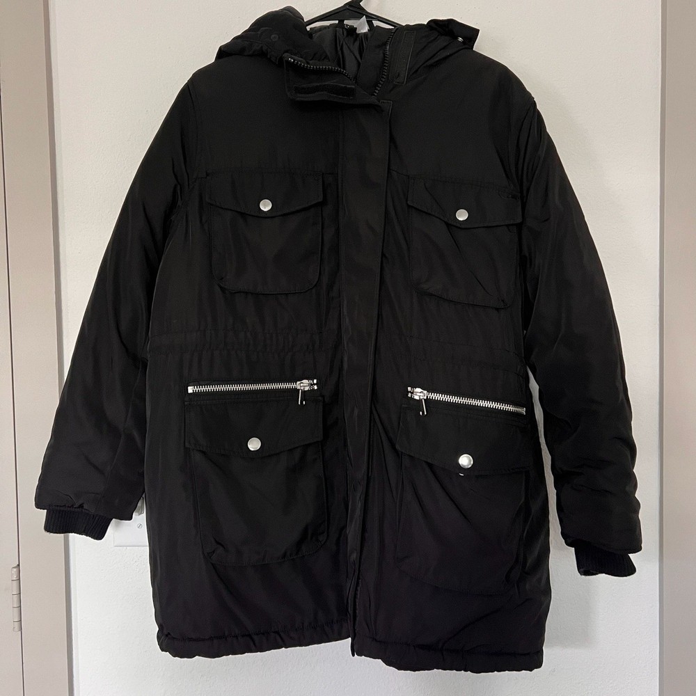 H&M Divided Black Hooded Parka Jacket Men’s Size L