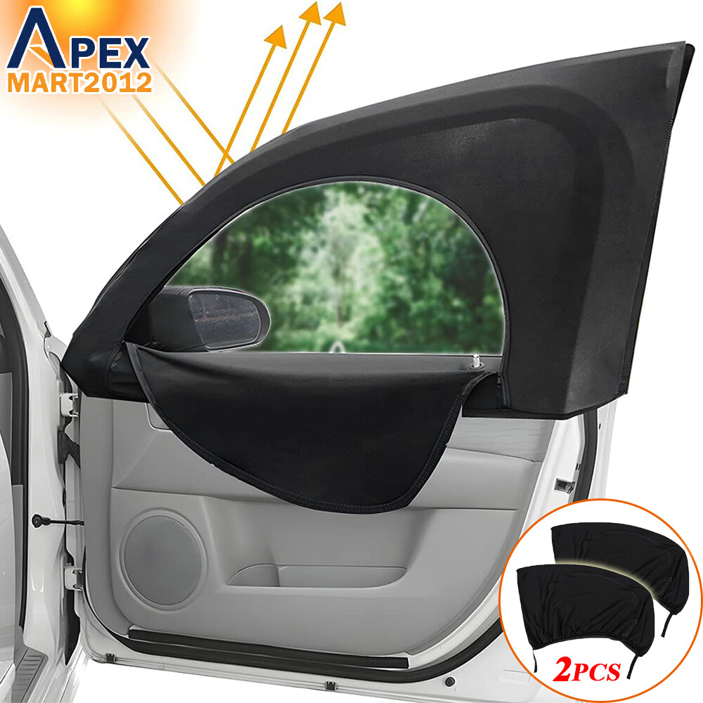 2PCS Car Side Window Sun Shade Cover Mosquito Net Mesh Visor UV Block Protector