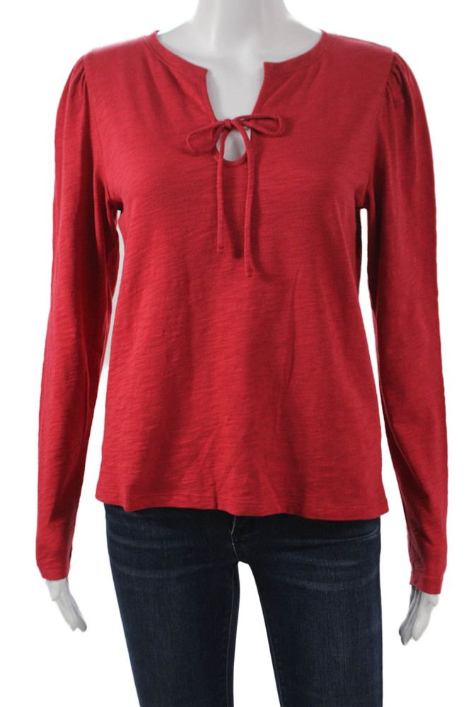 Lilla P Women Basic Long Sleeve T-Shirt Red Cotton Round Neck Size SFree Shipping in US $100+ Orders | $6.95 Orders Below