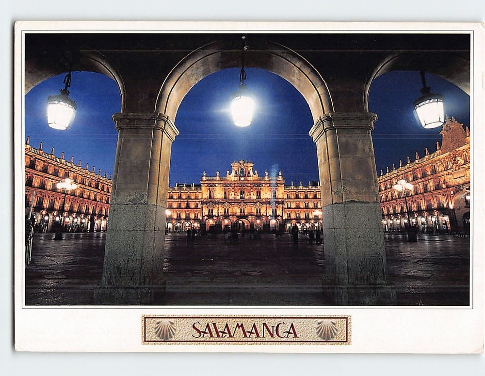 Postcard Vista Nocturna Plaza Mayor Salamanca Spain