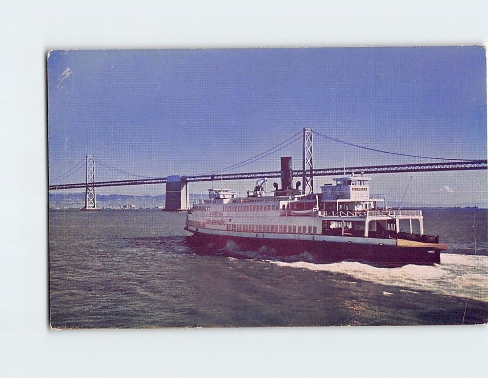Postcard Ferry Boat & Bay Bridge San Francisco California USA