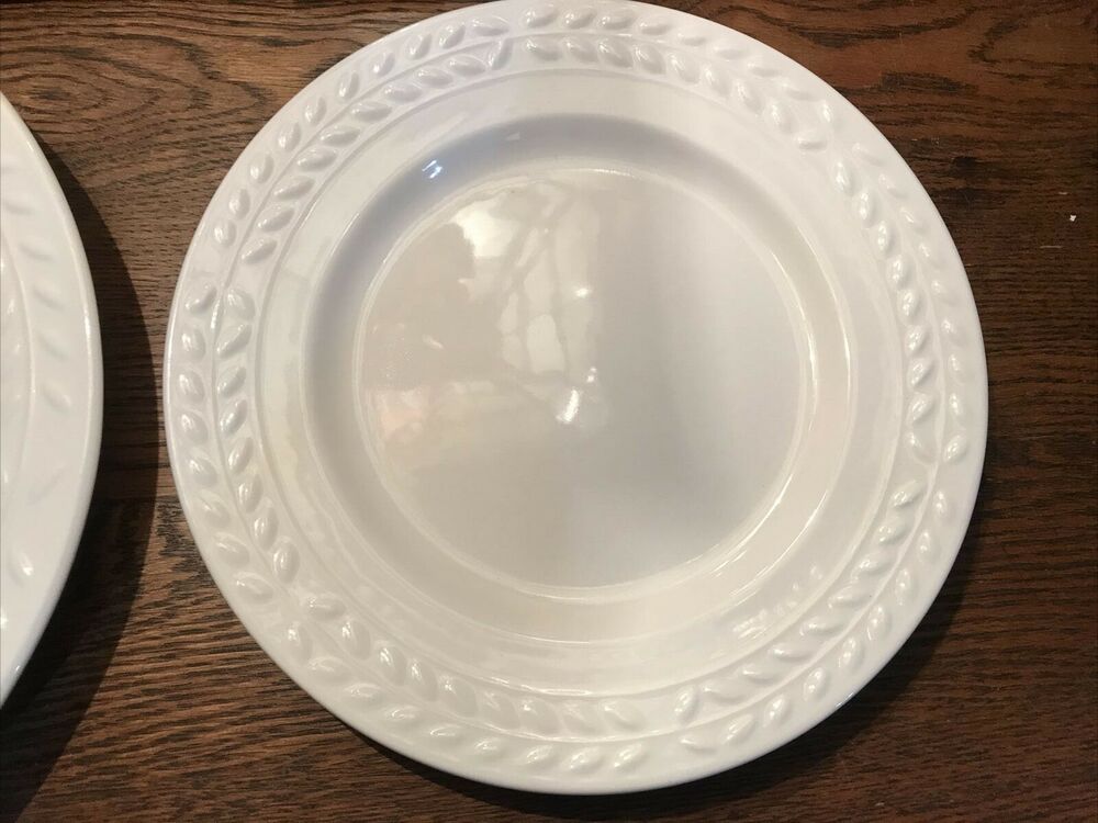 GIBSON Designs NOBILIS White Embossed Laurel - SALAD PLATE