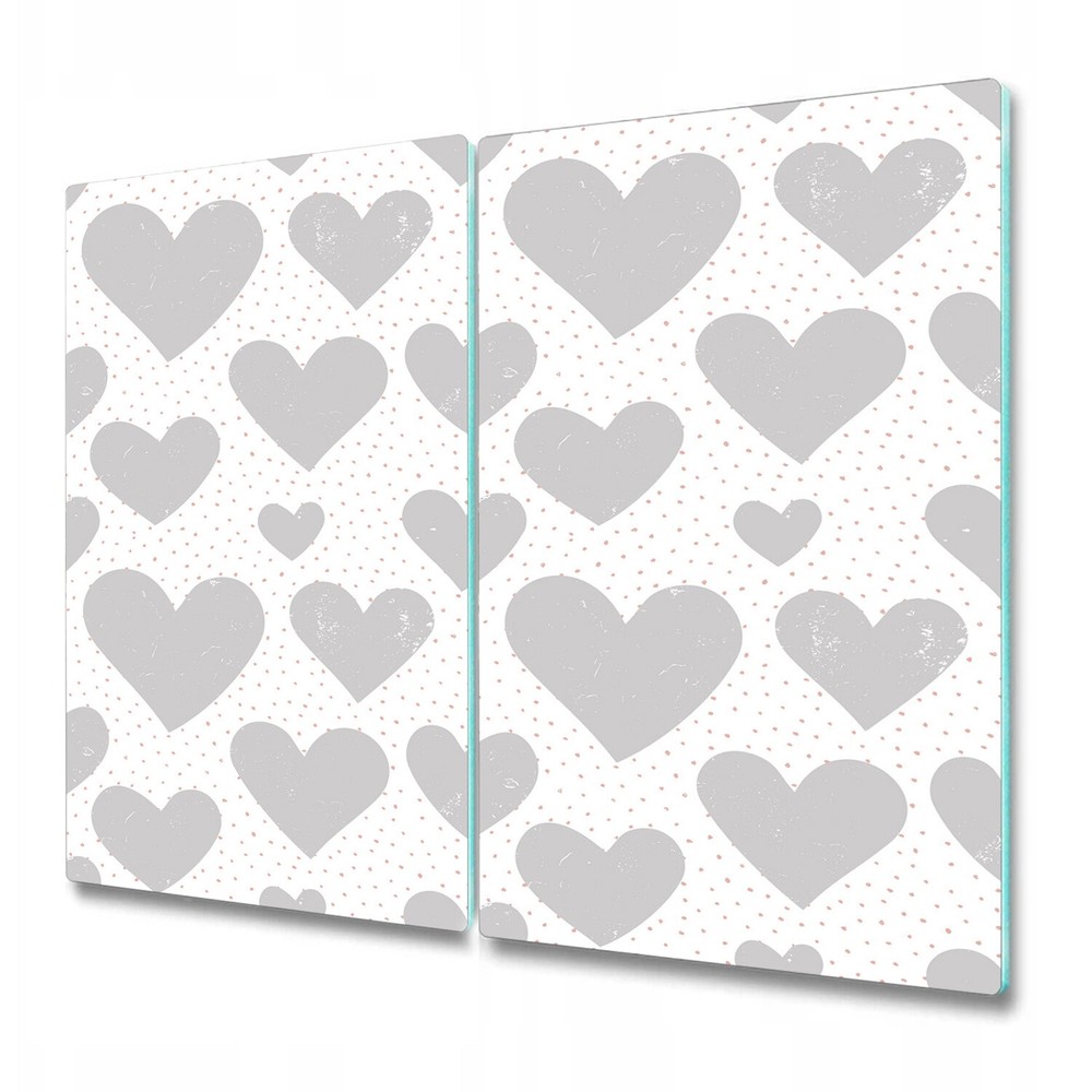 Serving Chopping Board Glass Cover Worktop Saver Hearts Love Dots Cute 2x30x52