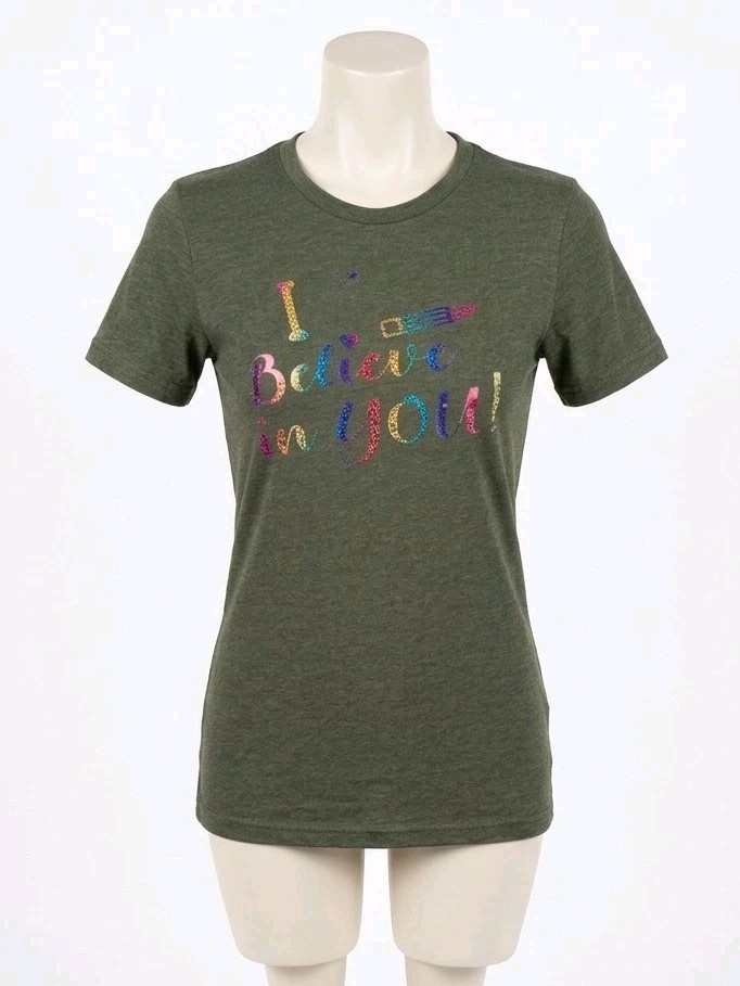 Gildan Girl's M Green Graphic T-Shirt  Heavy Cotton Crew Neck (260330-03)