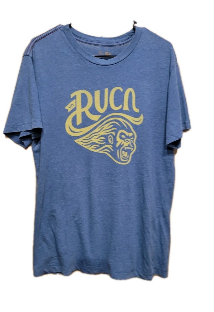 RVCA Surf Skate Print T Shirt Mens Medium Blue
