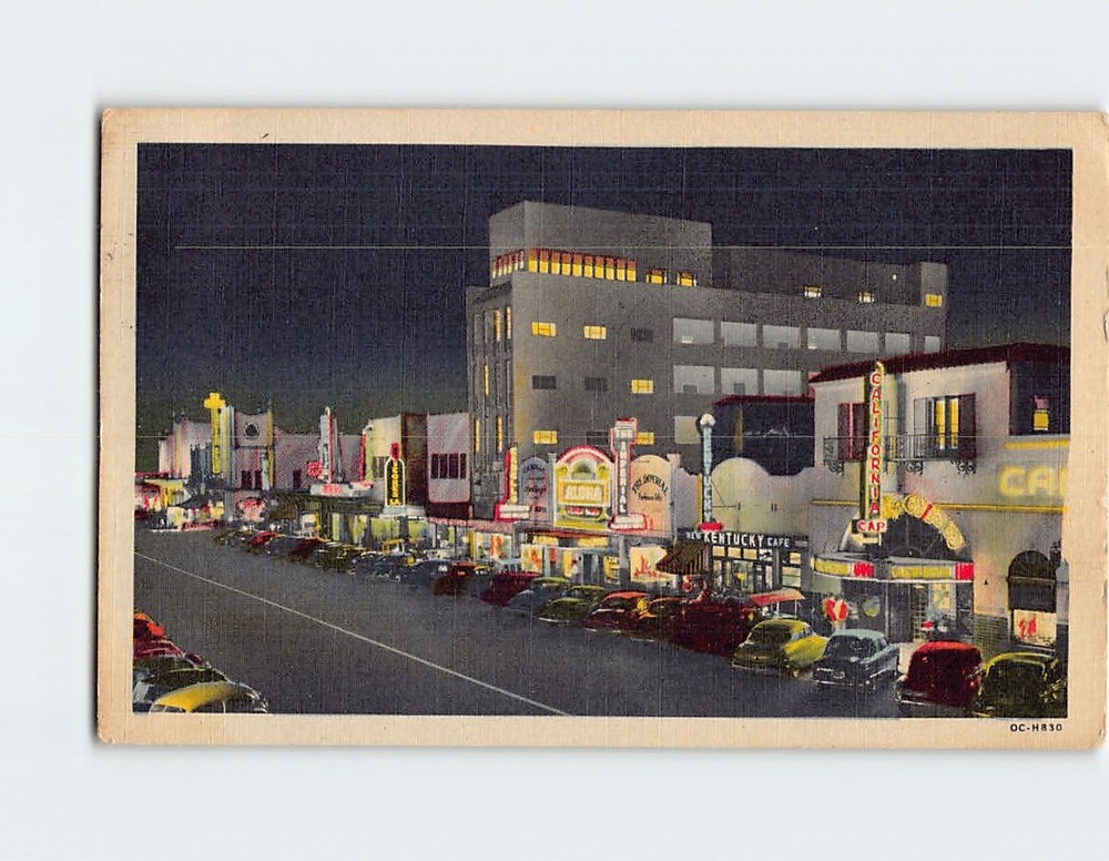 Postcard Night View of Avenue Main Street Tijuana Baja California Mexico