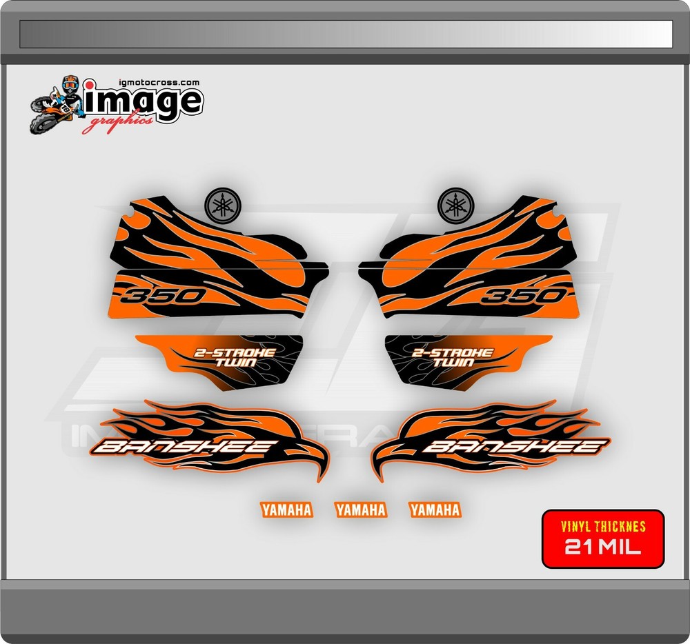 Yamaha banshee graphics ORANGE  STYLE 2008  KIT 21MIL  THICK HIGH GLOSS