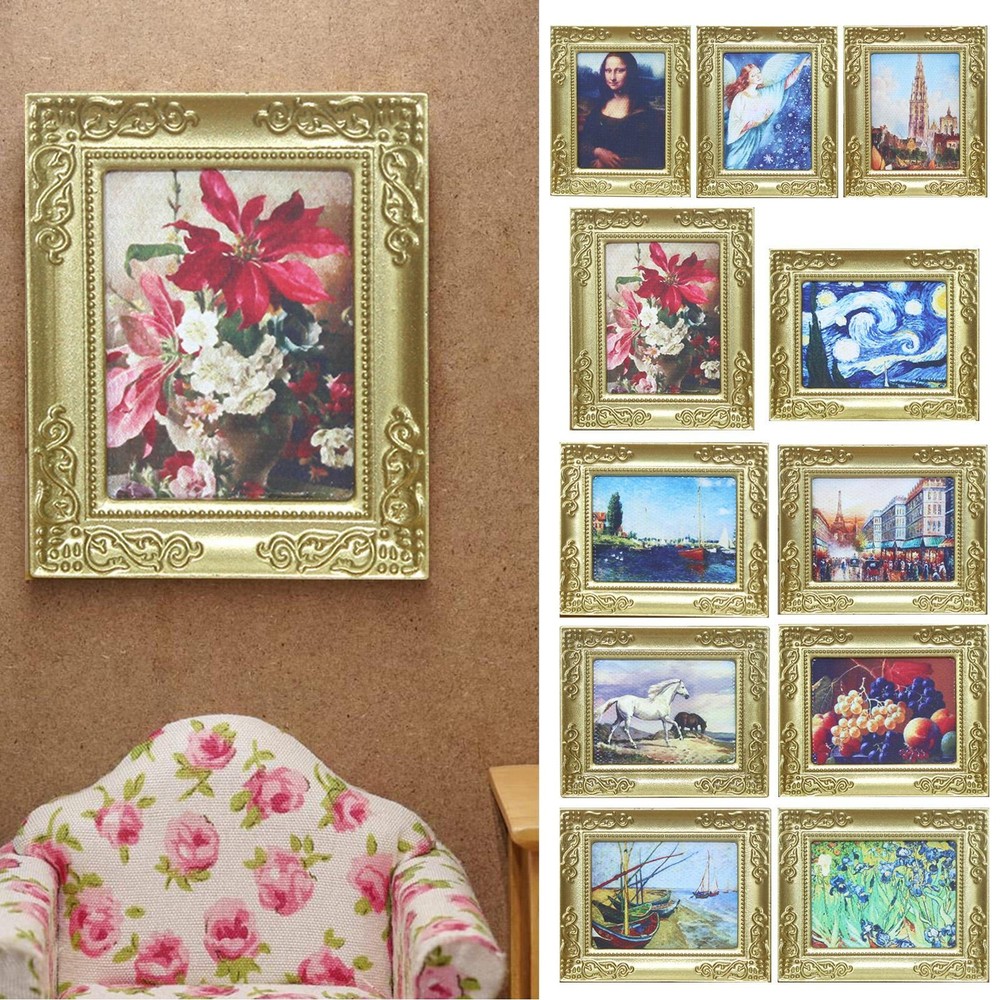Miniature Dollhouse Oil Painting 1:12 Framed Wall Art