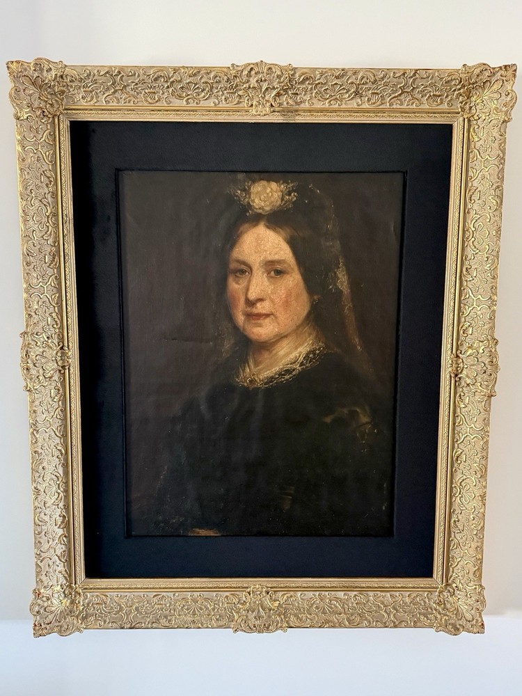 Large Antique 19th Century Portrait of a Woman – Restored
