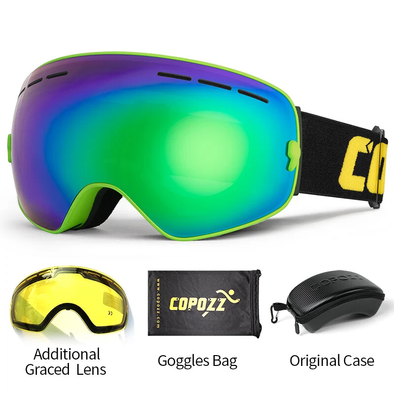 Ski Snowboard Goggles 2-Layer Antifog UV400 Spherical Day Night Lenses
