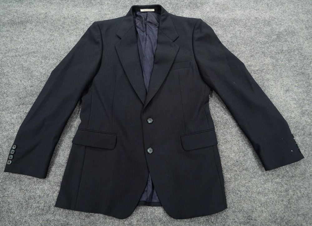 Vintage Yves Saint Laurent Blazer Jacket Men's 41R Blue Navy Wool Pinstripe