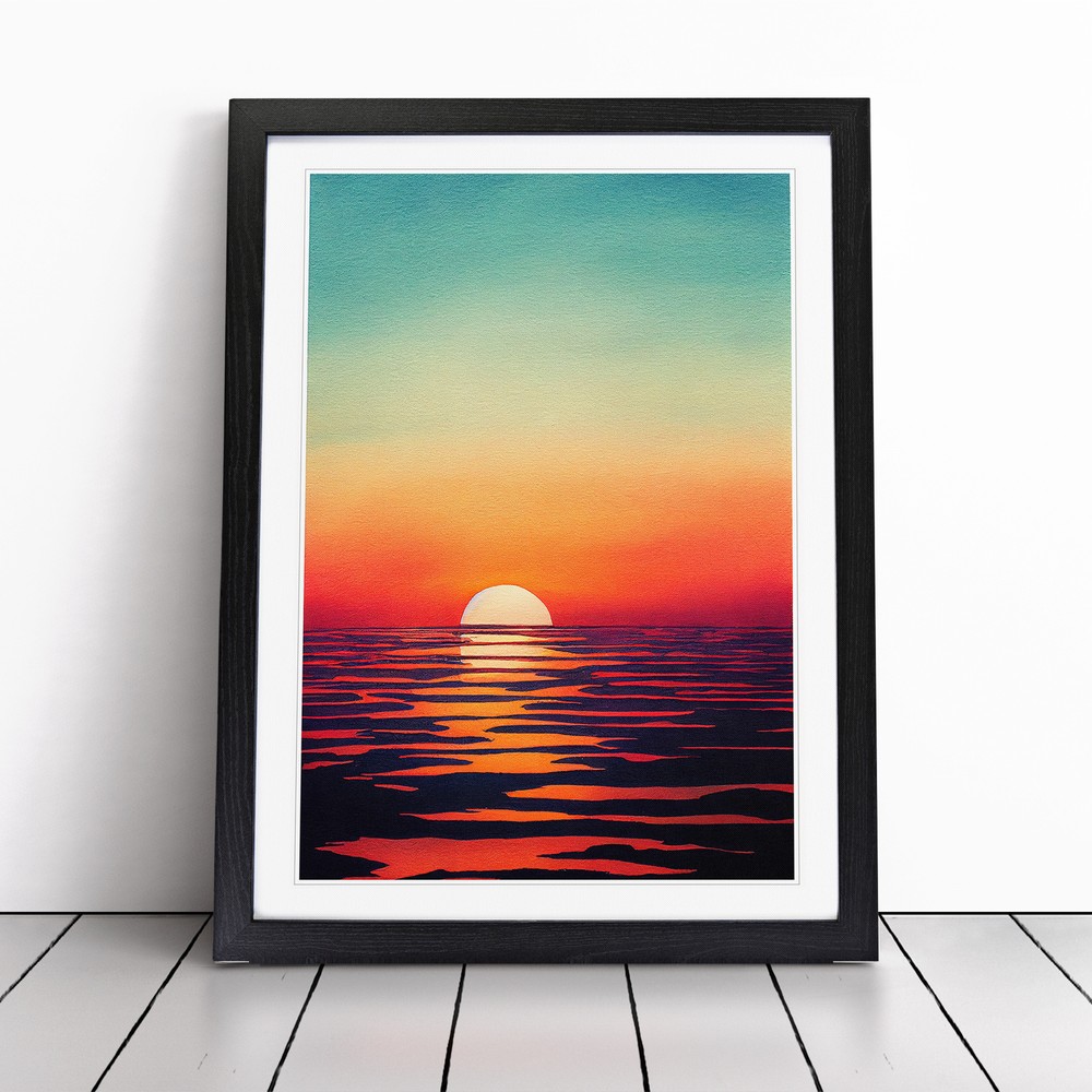 Ocean Sunset In No.6 Wall Art Print Framed Canvas Picture Poster Decor