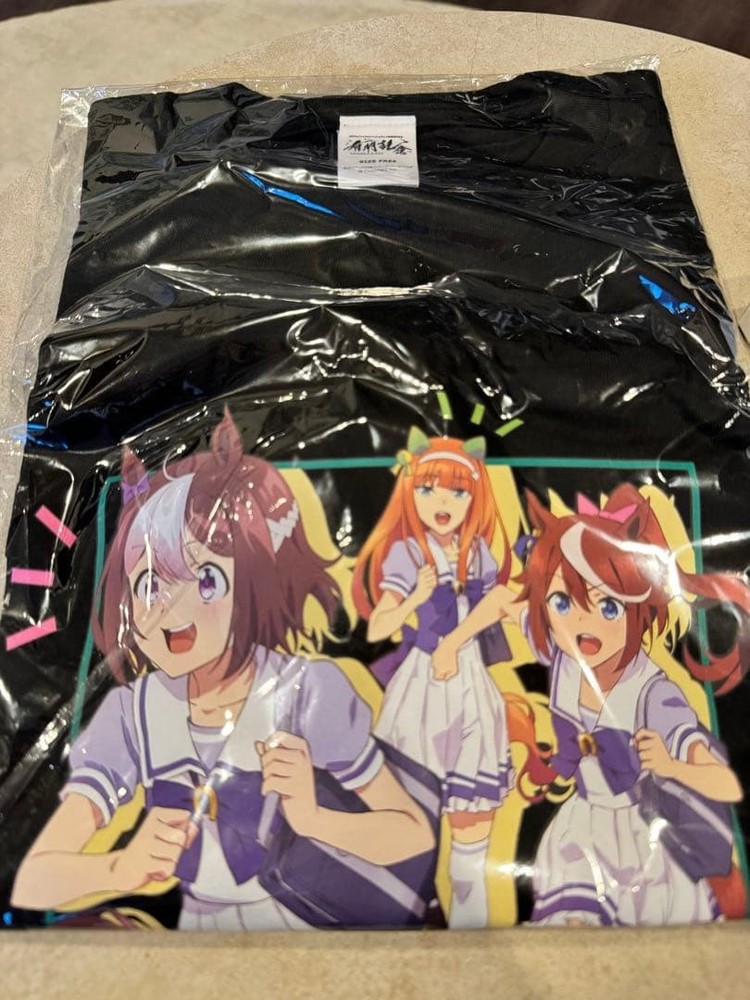 Uma Musume Pretty Derby Ariake Memorial T Shirt and Towel Set Black Free Size