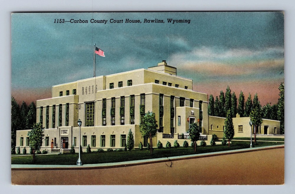 Rawlins WY-Wyoming Carbon County Court House Vintage Postcard