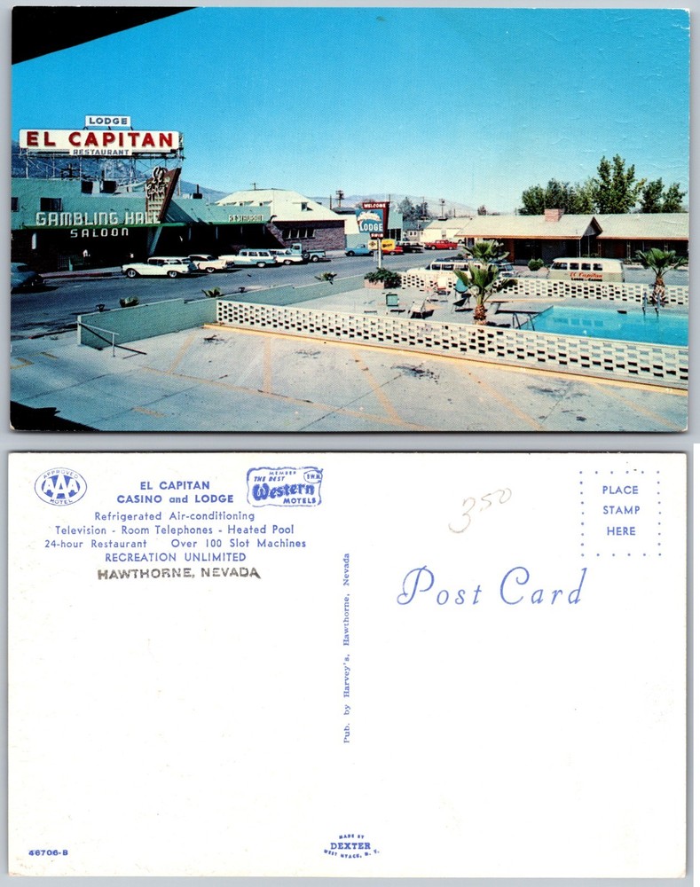 El Capitan Casino Lodge Hawthorne Nevada Postcard