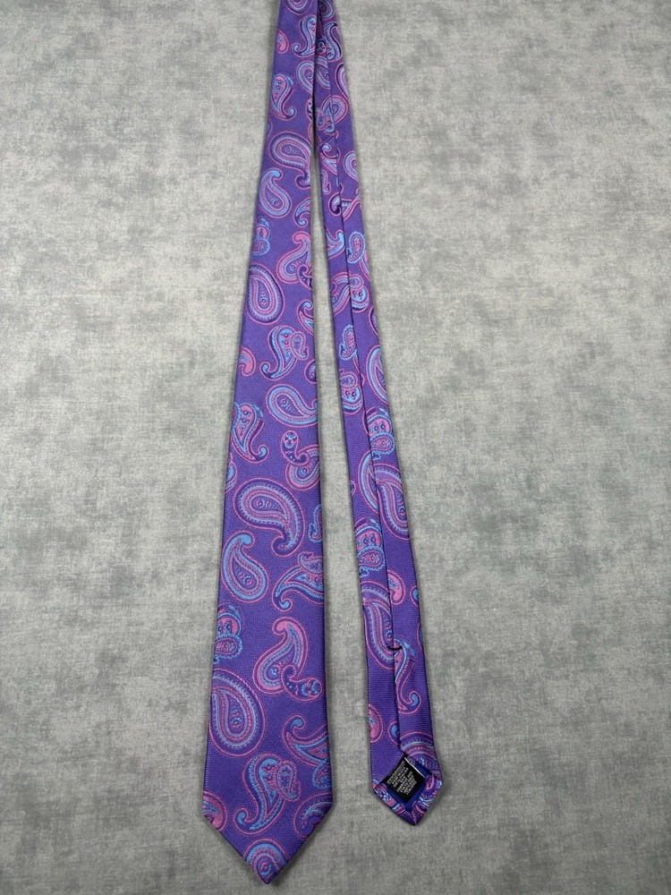 Ted Baker London Purple Paisley Silk Tie 100% Italian Silk USA Made 58x3
