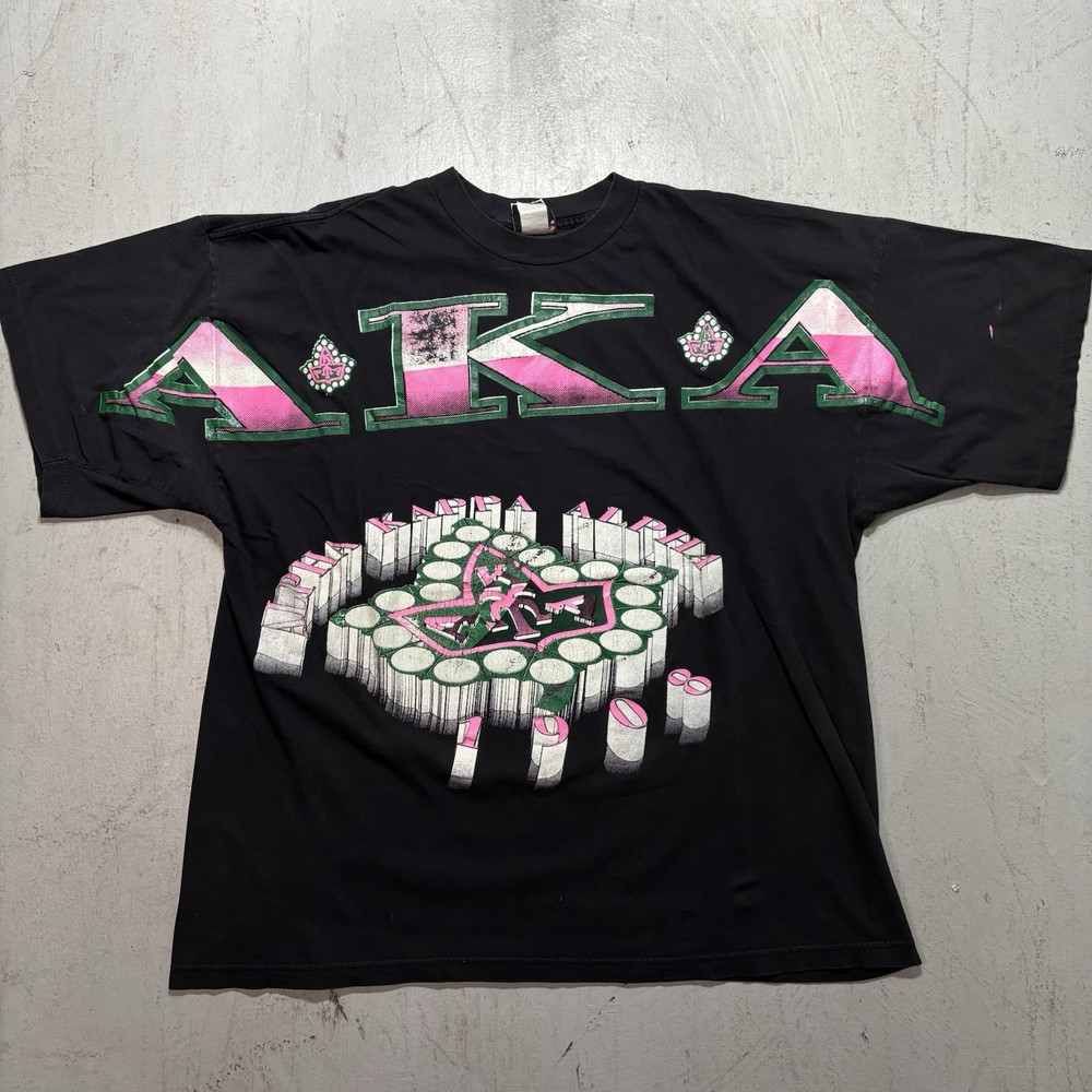 Vintage 90s AKA Alpha Kappa Alpha Sorority All Over Print College T Shirt 2XL