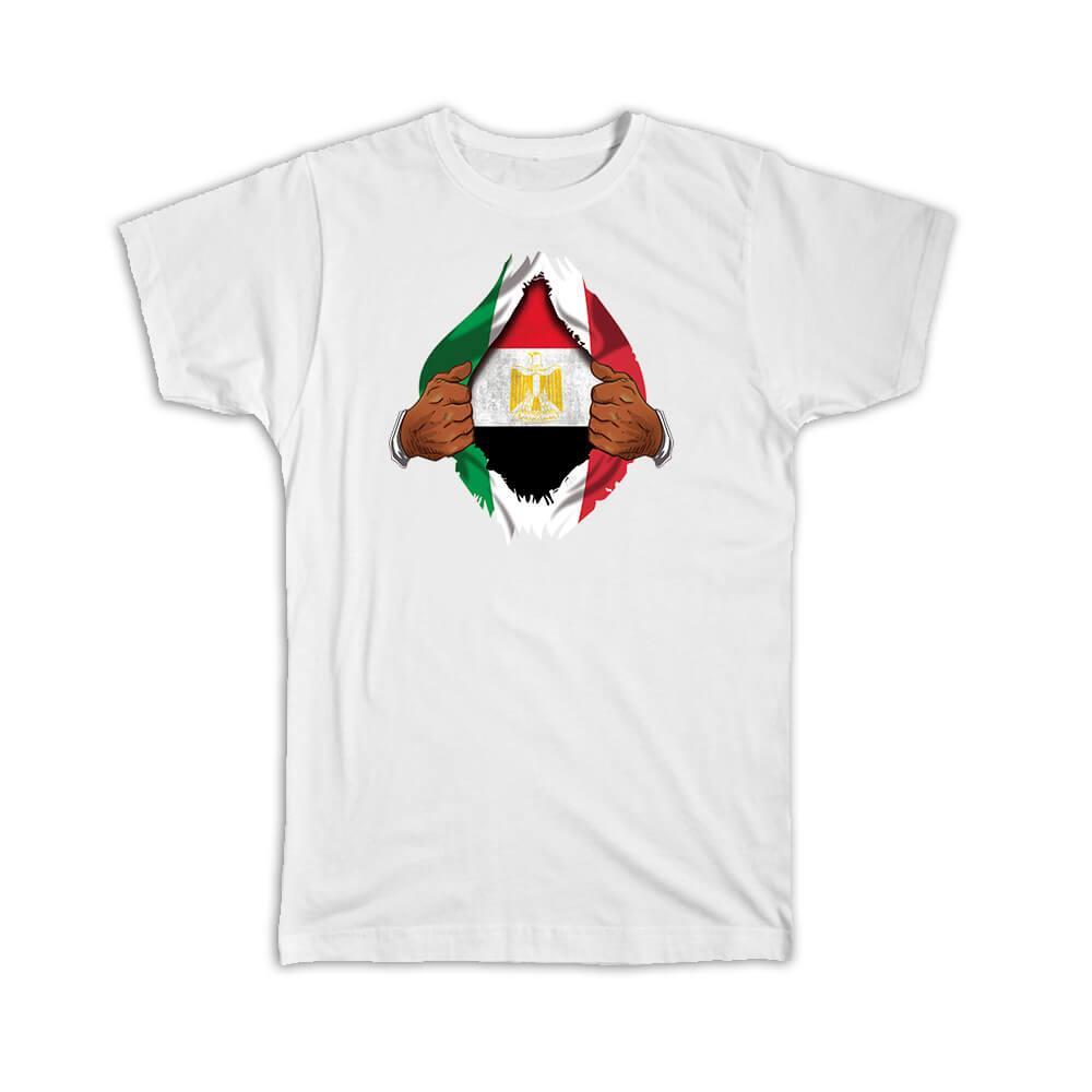 Gift T-Shirt : Egypt Italian Flag Chest Egyptian